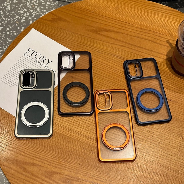 For OnePlus ACE6 5G PC Magnetic Ring Holder 360 Metal Bracket 1+15 Transparent Full-Cover Shockproof Turbo 6 Hard Phone Case