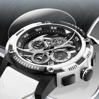 Montre à quartz TIMEARTX pour homme, verre traité, bracelet en silicone, chronographe résistant à l'eau, trois aiguilles, six aiguilles, affichage de la date TA-4410