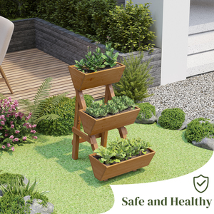 Jardinière surélevée classique en <span class=keywords><strong>bois</strong></span> à 3 niveaux avec trous de drainage <span class=keywords><strong>pour</strong></span> une utilisation intérieure/extérieure, petite taille <span class=keywords><strong>pour</strong></span> fleurs/légumes/plantes - Product Image 4