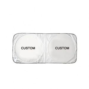 Yy518 Custom Printing Foldable Front Windshield Polyester Uv Pe Bubble <b>Sun</b> <b>Shades</b> Auto Cheap Double Circle Car Sunshade Logo - Product Image 1