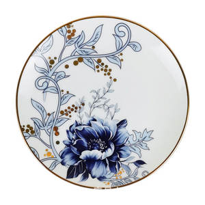 Assiettes en porcelaine de mariage en porcelaine fine faites à la main ensemble d'assiettes en céramique de luxe au design de fleurs bleues vaisselle - Product Image 3