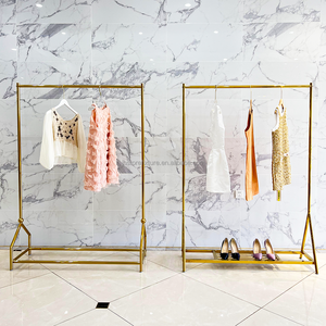 दुकानों के लिए लक्जरी बुटीक प्रदर्शन रैक, चल रहे कपड़े की लटकी रैक लाइट ड्यूटी परिधान प्रदर्शन - Product Image 5