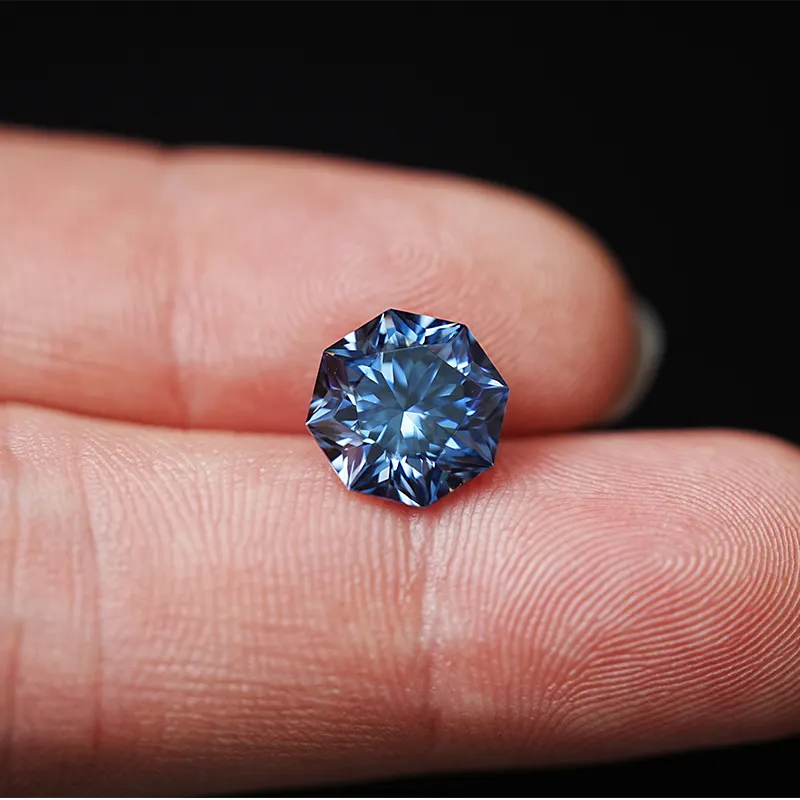 Design personalizado azul vvs clareza solto moissanite octogon 7.0mm 2 carat moissanite pedras de gema