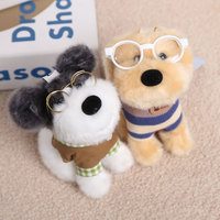 Porte-clés en peluche chien mignon, pendentif breloque pour sac, cadeau pour filles, mini jouet en peluche, vente en gros, direct usine