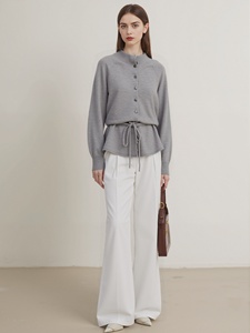 <span class=keywords><strong>Cardigan</strong></span> in Maglia 100% Lana da <span class=keywords><strong>Donna</strong></span> OEM Primavera Estate, Stile Casual di Design <span class=keywords><strong>con</strong></span> Colletto a Risvolto e <span class=keywords><strong>Cintura</strong></span> - Product Image 2