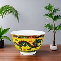 Bol à thé tibétain de style chinois de 4 pouces en céramique, motif double dragon, pour la danse du vin et l'offrande des huit trésors, idéal pour la soupe domestique