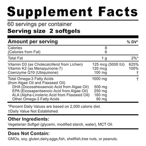 Gélules végétaliennes Oméga-3 à marque privée 1000mg Huile d'algues et de lin <span class=keywords><strong>DHA</strong></span> EPA <span class=keywords><strong>ALA</strong></span> avec D3 K2 CoQ10 – Complément pour le soutien du cerveau, des yeux et des os - Product Image 4