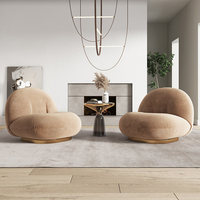 Fauteuil d'appoint moderne et confortable pivotant en tissu Sherpa Teddy Lambswool à dossier échelle pour salon, chambre, bar, hôtels (vente en gros)