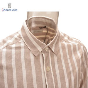 <span class=keywords><strong>Camicia</strong></span> Casual da <span class=keywords><strong>Uomo</strong></span> a Maniche Lunghe in Twill a Righe Super Larghe <span class=keywords><strong>Beige</strong></span> Khaki Essenziale per Designer, 55% <span class=keywords><strong>Lino</strong></span> 45% Cotone, Collezione Primavera ODM - Product Image 4