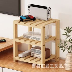 Wooden <b>Router</b> Storage Rack 2 Tier Natural Color Standing Type For Home Office Use - Product Image 1