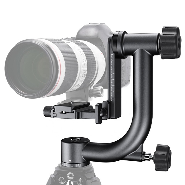 K&F Concept 44lbs/20kg Load 360 Panoramic Gimbal Tripod Head with 1/4'' Standard Quick Release Plate & Bubble Level