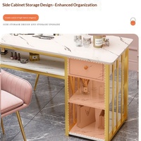 Juego de Mesa y Silla para Salón de Uñas, Moderno, Sencillo y Popular, con Doble Cajón Especial, Tablero de MDF de Alta Densidad para Maquillaje