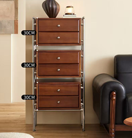 Armoire de rangement rétro en bois massif Tiroirs muraux pour salon chambre ou canapé Meubles de rangement décoratifs latéraux
