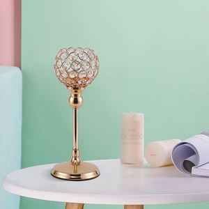 CY Hot Sale Classical Crystal Candle Holders Wedding Crystal Gold Pillar Candlestick Home <b>Party</b> Decoration - Product Image 3