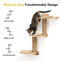 Étagères murales transformables 3 en 1 pour chats-Poteau à gratter et perchoir pour grimper et jouer à la sieste, salle de sport murale pour chats DIY