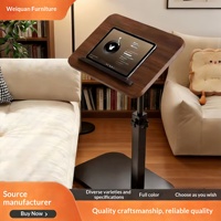 Mesa de Noche Reversible de Altura Ajustable, Mesa Auxiliar para Sala de Estar, Mesa de Centro para Sofá, Escritorio para Computadora en Casa, Mesa Pequeña para Balcón, Superficie de Madera MDF
