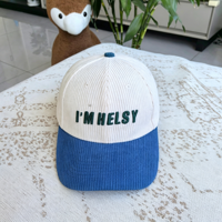 Gorras de Béisbol de Pana con Logotipo Personalizado al por Mayor, Gorras Vintage Estructuradas de 6 Paneles con Contraste de Dos Tonos y Bordado, Directo de Fábrica