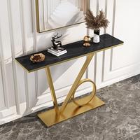 Support de montre console de luxe moderne petit métal fin avec panneaux de marbre noir et or Design classique pour application villa