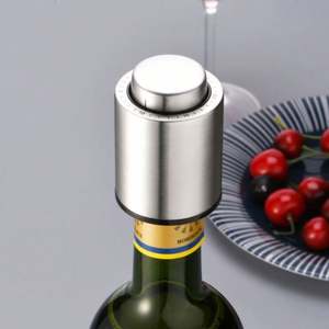 Tapón de Vino Personalizado de Plástico para Champán y Vino Tinto, Recuerdo de Boda, Tapón de Vino de Acero Inoxidable al Vacío para Grabar con Láser el Logotipo - Product Image 1