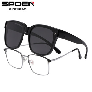SPOEN Foldable <b>Clip</b> On Sunglasses UV400 Polarized Rectangle <b>Frame</b> Unisex Adult Sun Protection Fashion Eyewear - Product Image 1