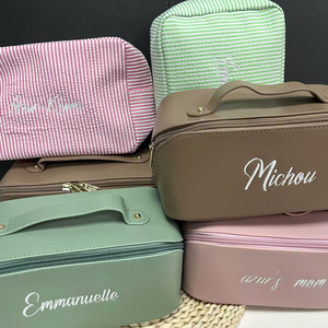 Borsa per il Trucco in Pelle Personalizzata con Ricamo - Grande Capacità, Resistente all'Acqua, Regalo per Damigelle e <span class=keywords><strong>Natale</strong></span>, per Uso in Viaggio - Product Image 5