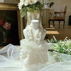 Camisole en dentelle blanche Bichon, robe Teddy d'été XS-XL, motif floral, mignonne, en polyester, pour chats et chiens, anniversaire - Product Image 5