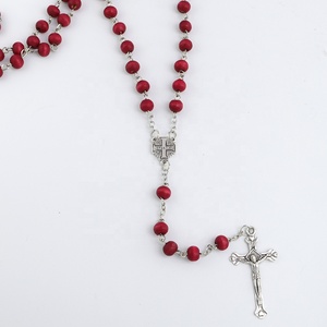 예루살렘 십자가 장미 냄새가 좋은 나무 장미 꽃잎 구슬 묵주 - Product Image 3