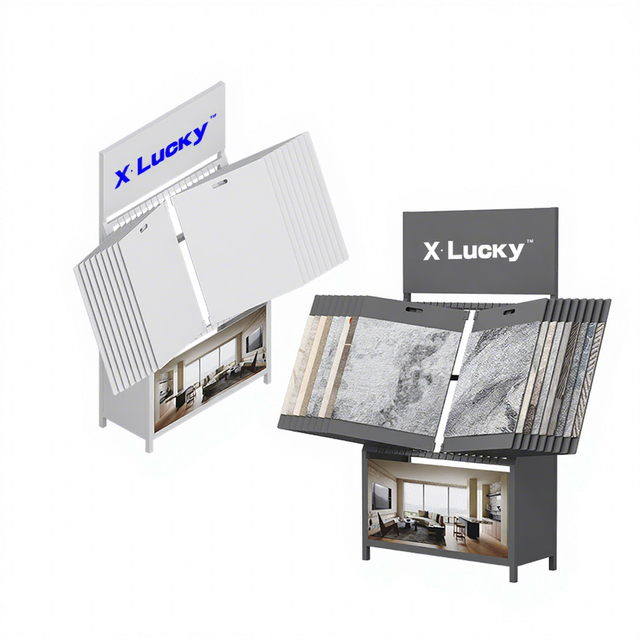Customizable Flip-Style Carpet Sample Display Stand Large Capacity Fabric Rug Collections Display Page-Turning Rack