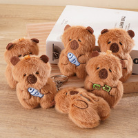 Vente en gros usine Mini porte-clés en peluche Capybara, logo personnalisé, pendentif en peluche moelleux en forme de rongeur, accessoire de sac, Noël