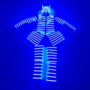 Ropa de actuación brillante para decoración de escenario, disfraz luminoso de Robot de baile LED