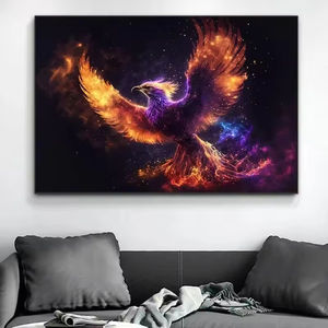 Stile Vintage fantasia oro Phoenix Poster <span class=keywords><strong>di</strong></span> arte animale uccello <span class=keywords><strong>di</strong></span> lusso soggiorno casa decorazione pittura a olio Art Deco Design - Product Image 1