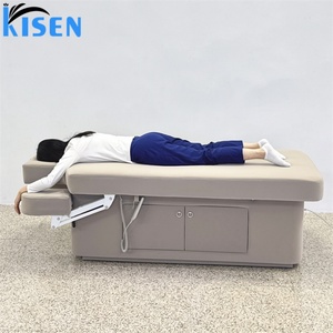 KISEN Luxurious Beauty Salon Spa Bed Facial Chair Bed 2 Motors Adjustable Curved Electric Reclining Massage <b>Table</b> Beauty Bed - Product Image 6