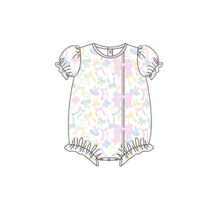RTS Coquette Bows Cow Cute Baby Girls Clothes Toddler Bubble Romper Casual Wholesale Newborn 95% Cotton 5%Spandex Clothes - Product Image 6