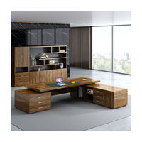 Bureau de direction en bois en forme de L SCHH SCHH-685 moderne et écologique avec armoire latérale, montage facile pour bureau de PDG/Directeur