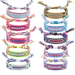 NUORO Nepal Woven Friendship Bracelets Handmade Geometry Cotton Thread Braided String Adjustable Colorful Woven Bracelet