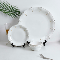 Nouvel ensemble de vaisselle de luxe moderne pour dîner, utilisation hôtelière et de mariage, service de table en porcelaine royale 48 pièces, doré, anti-fuite, personnalisable