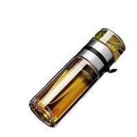 Mug à thé en verre borosilicate double paroi avec infuseur intégré, isolé thermiquement, résistant aux hautes températures, minimaliste