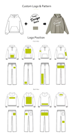 Ensemble de survêtement d'hiver pour homme 320 GSM 100 % coton respirant, coupe ample, avec logo personnalisé, sweat à capuche et pantalon de survêtement 2 pièces, style streetwear