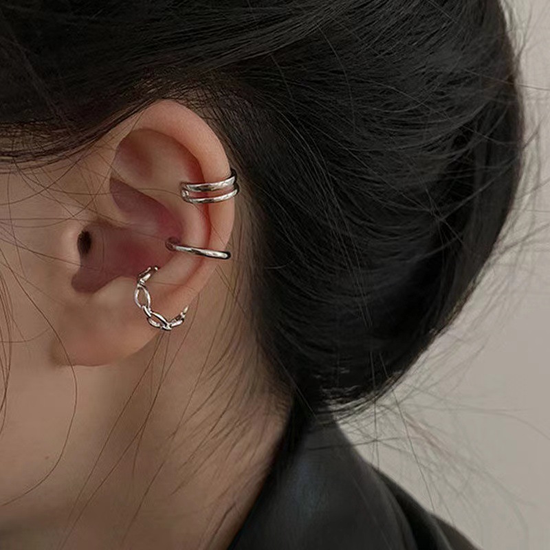 Ear Cuff Uomo In Argento Sterling 925 – Finto Piercing Unisex, Ipoallergenico, Nero - 3