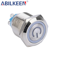 Interrupteur à bouton-poussoir lumineux étanche IP65 250V 19mm avec anneau LED pour applications industrielles et automobiles
