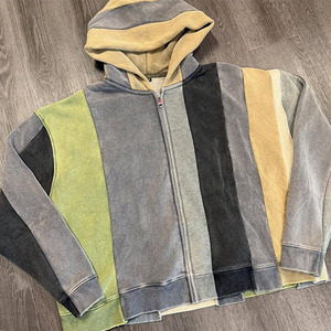 Nouveau Style Hommes Boxy Crop Zipper Hoodie Bloc De Couleur Épissage Ourlets Irréguliers À Capuche Vintage Acid Wash Zip up Hoodies - Product Image 4