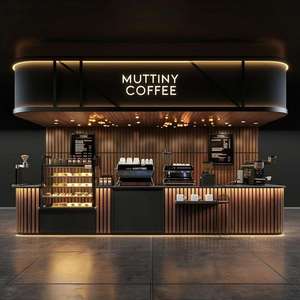 Mostrador de Lujo para Cafetería en Centro Comercial, Diseño Completo de Tienda para Cafeterías Minoristas, Interiores de Cafetería, Mostrador de Café - Product Image 3
