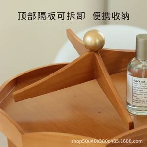 Organizador giratorio de madera para cosméticos, estante de almacenamiento de escritorio de 3 niveles para maquillaje, soporte para aceites esenciales, diseño ecológico - Product Image 4
