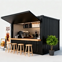 Kiosque-café contemporain préfabriqué en conteneur maritime - Armoire en conteneur maritime robuste et durable