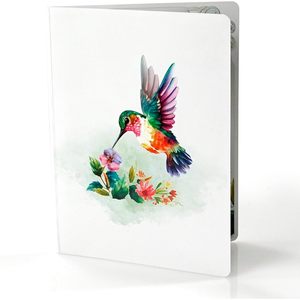 Hummingbird Pop-Up Mother's Day 3D Greeting Card 4 Color Digital Printing Paper <b>Matte</b> <b>Varnish</b> Rectangle - Product Image 4