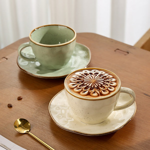 Ceramic Latte <b>Cup</b> <b>Set</b> Italian Cappuccino Mugs Japandi Design 280ml Milk Art <b>Cups</b> Ins-style High Aesthetic Appeal - Product Image 1
