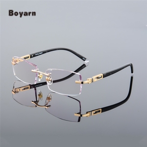 Montatura per Occhiali Senza Montatura in Lega Ottica con Taglio Diamantato e <span class=keywords><strong>Lenti</strong></span> Graduate con Tinta Sfumata Grigia - Product Image 1