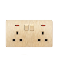 Prise murale double universelle PC 5 broches, homologuée CE, dorée, 13A, avec câble USB, prise de courant double USB, prise murale électrique double