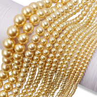 Perles de verre nacrées dorées pour créateurs de bijoux, accessoires de bricolage multi-tailles pour bracelets, colliers et boucles d'oreilles