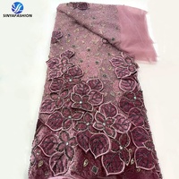Magnifiques tissus de velours brodés de fleurs colorées, de perles et de paillettes, tissus haut de gamme pour robes de cérémonie pour femmes